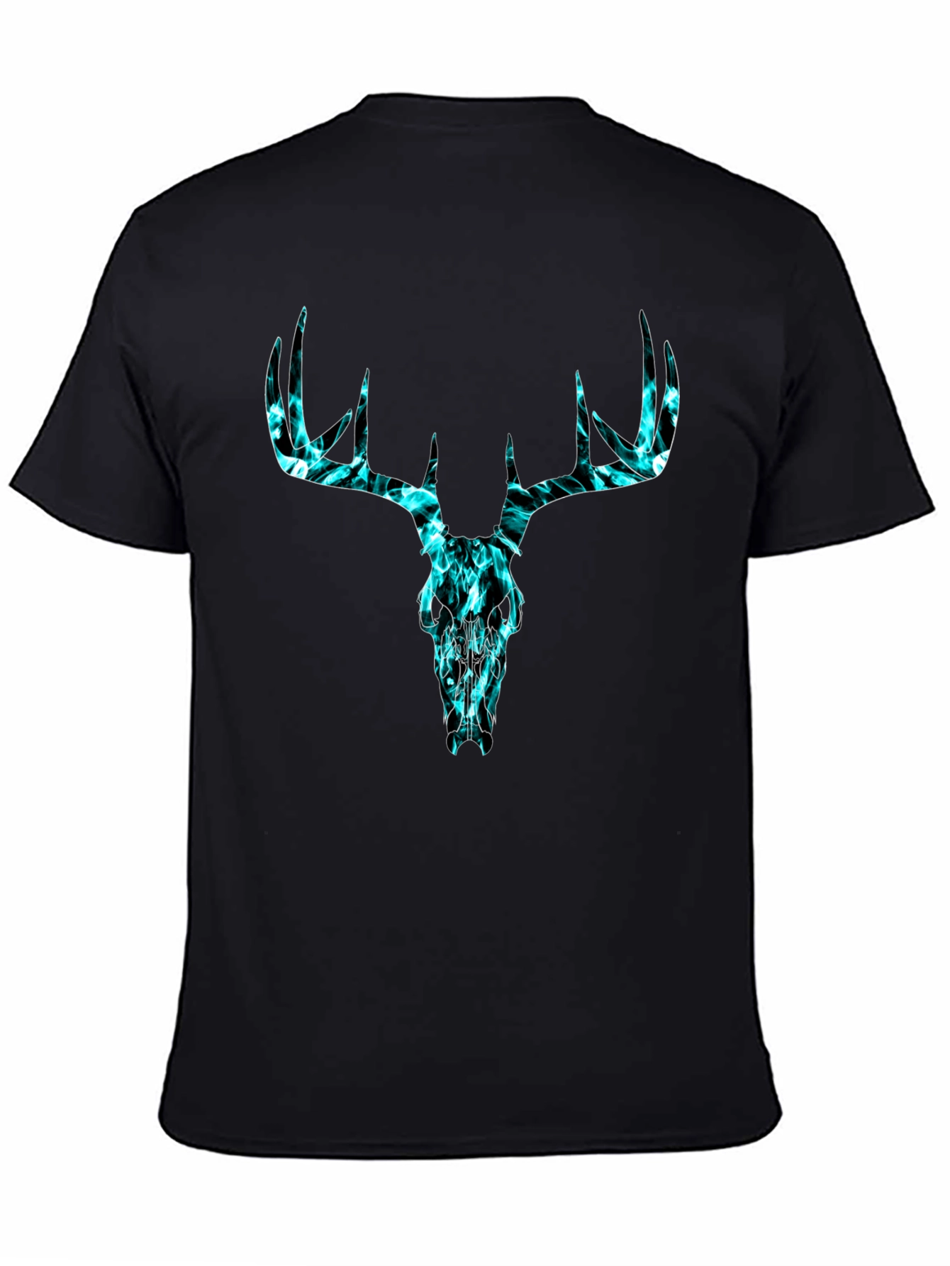 Deer Skull Graphic Tee - Black Cotton