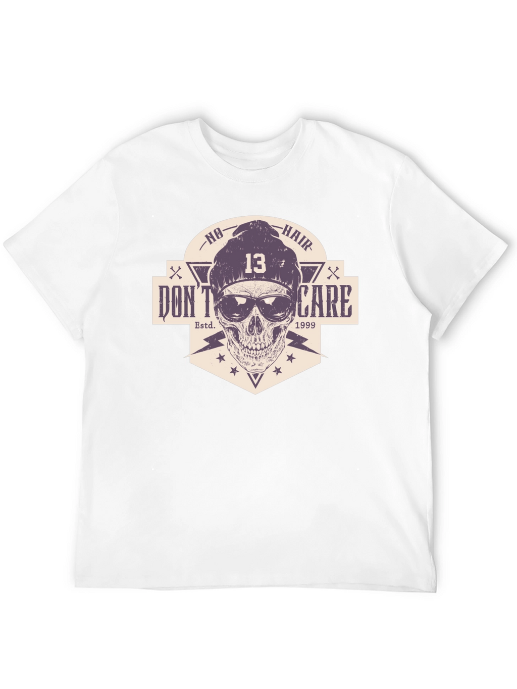 Skull Graphic Tee - No Hair Dont Care T-Shirt