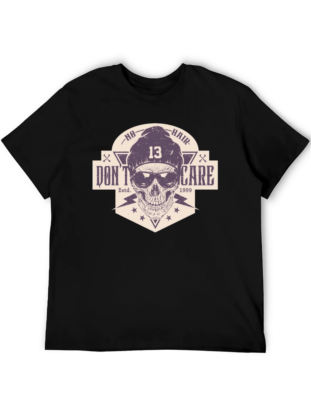 Skull Graphic Tee - No Hair Dont Care T-Shirt