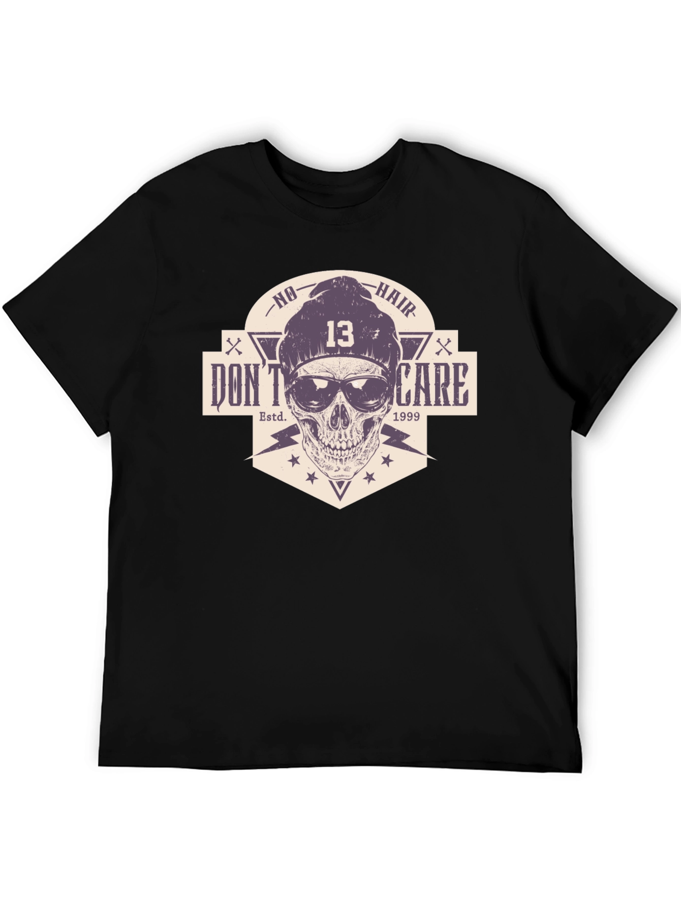 Skull Graphic Tee - No Hair Dont Care T-Shirt