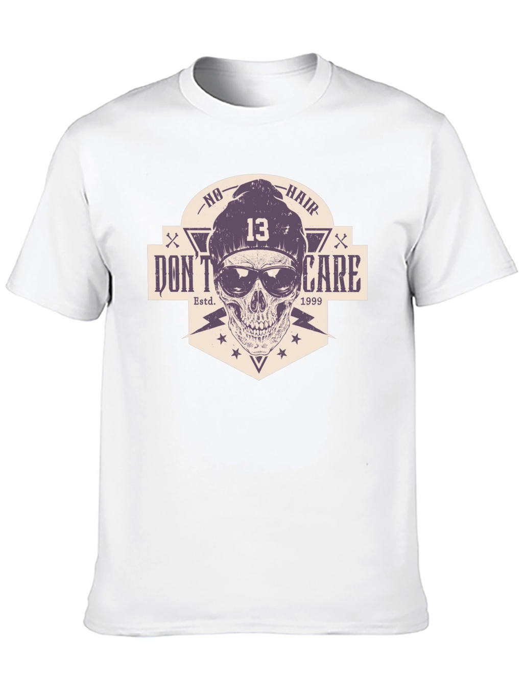 Skull Graphic Tee - No Hair Dont Care T-Shirt