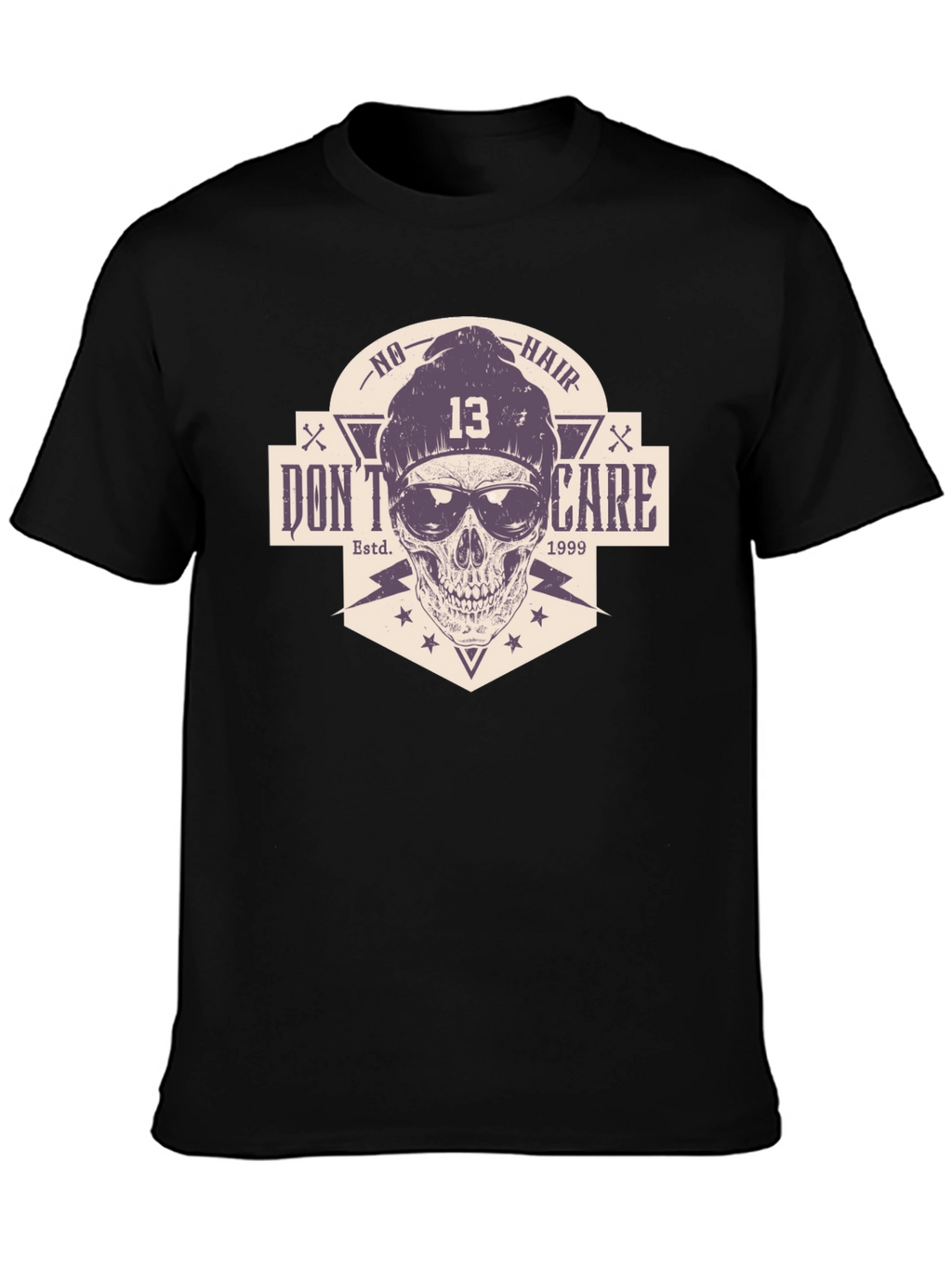 Skull Graphic Tee - No Hair Dont Care T-Shirt