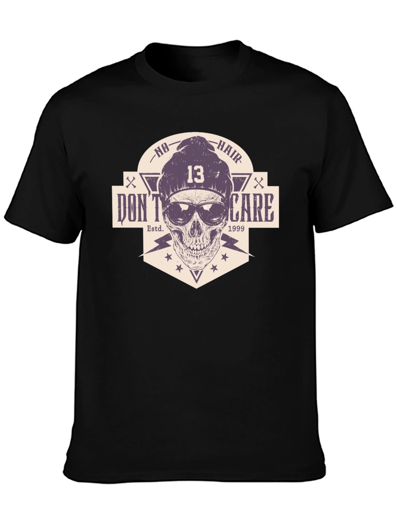 Skull Graphic Tee - No Hair Dont Care T-Shirt
