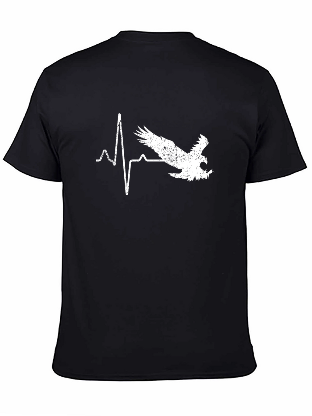 Eagle Heartbeat Graphic T-Shirt - Black Cotton Tee