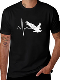 Eagle Heartbeat Graphic T-Shirt - Black Cotton Tee