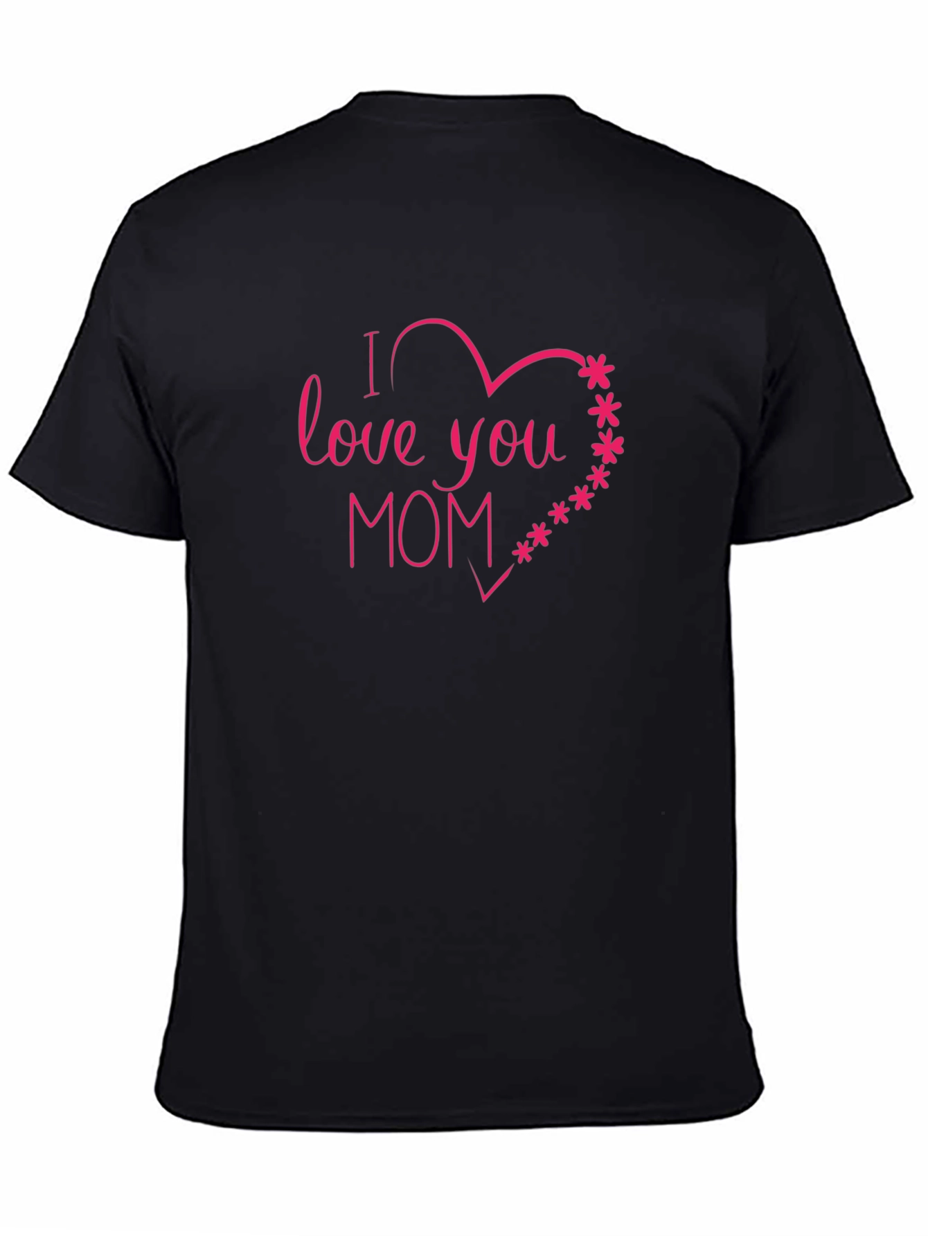 I Love You Mom Heart Graphic Tee - Black
