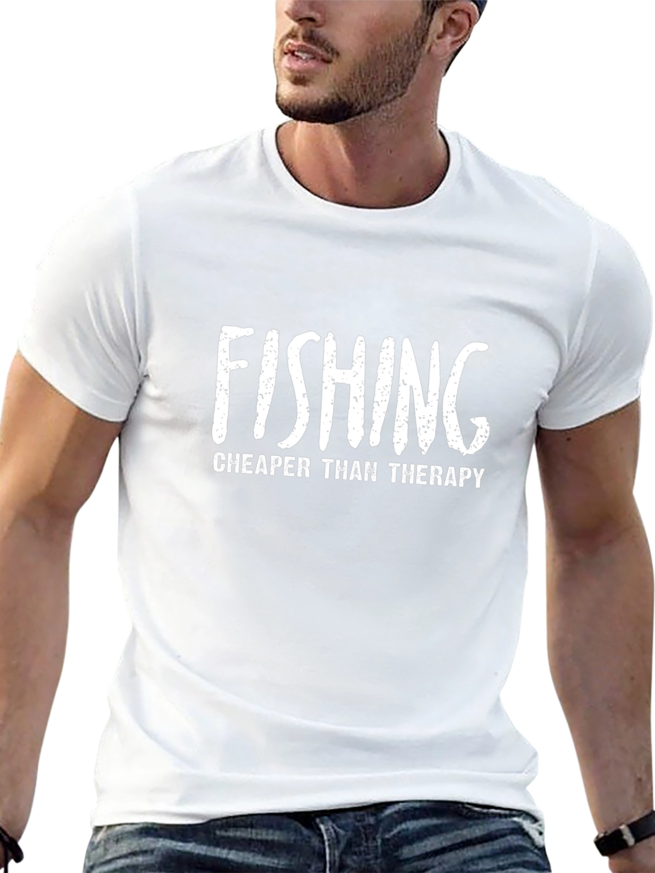Fishing Cheaper Than Therapy Graphic Tee - Black