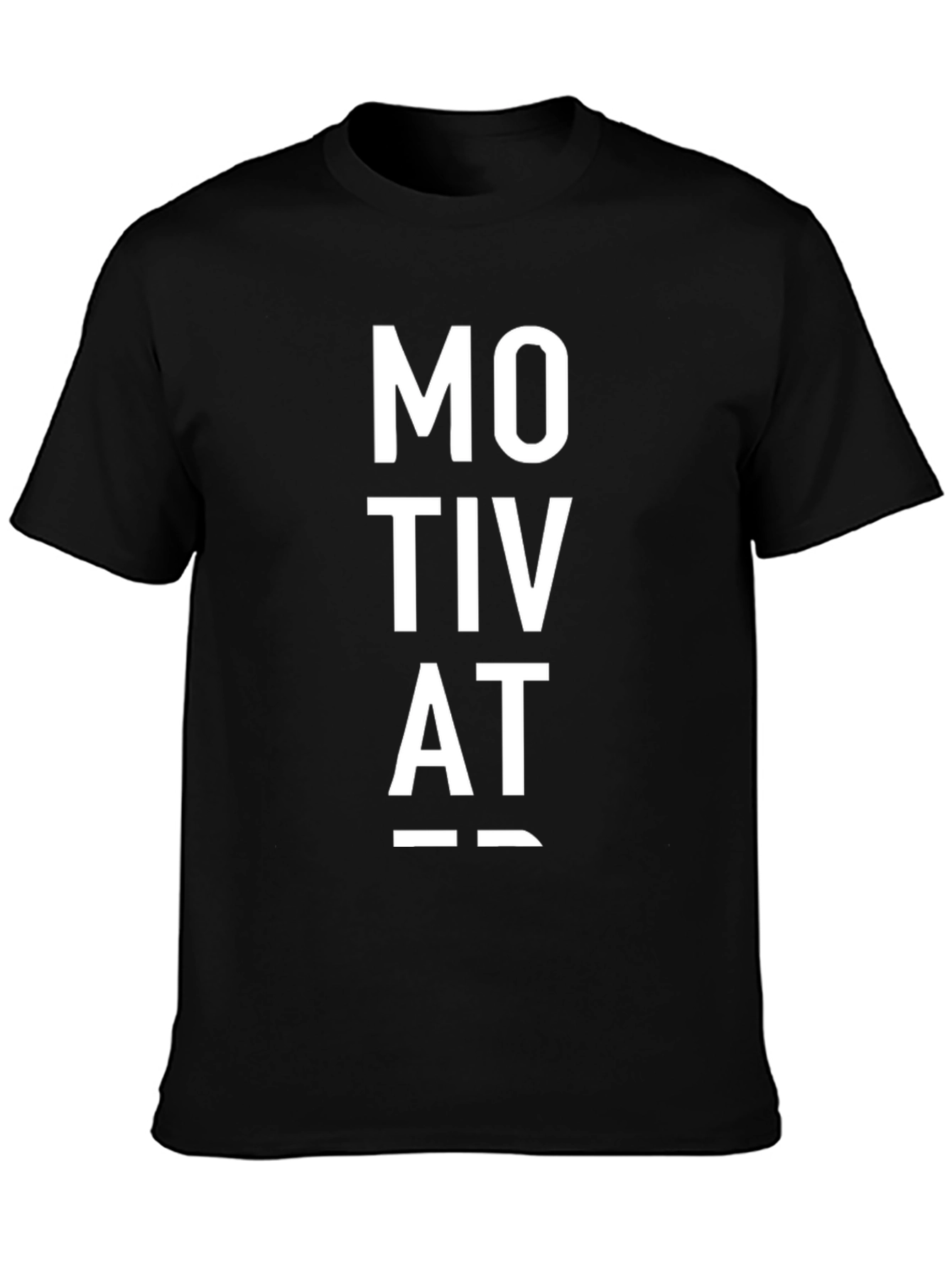 Motivat Letter Print Black Casual T-Shirt