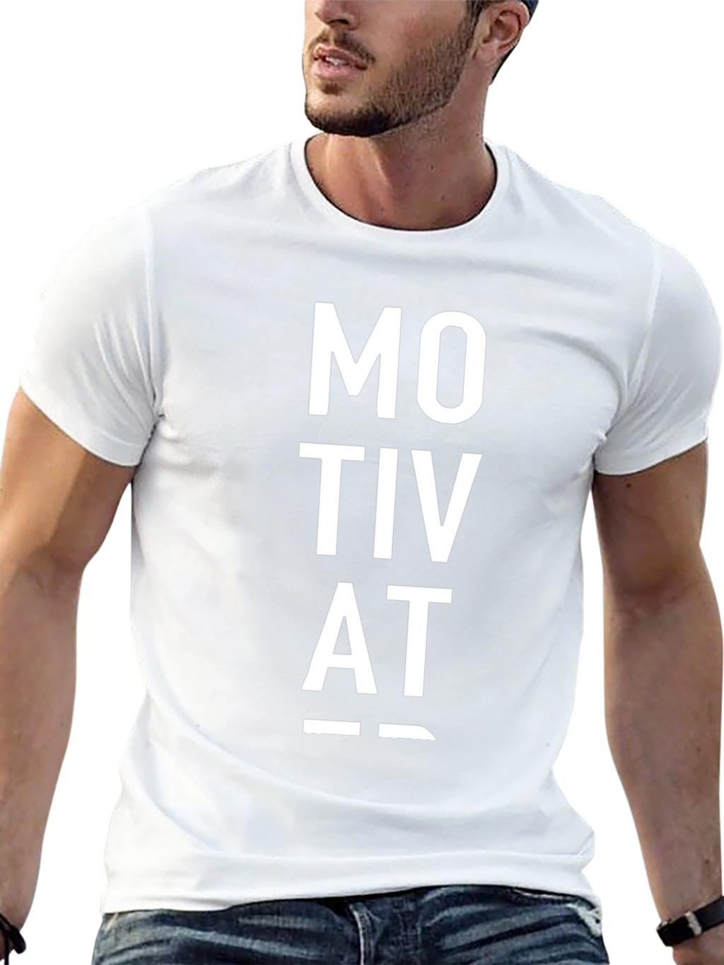 Motivat Letter Print Black Casual T-Shirt