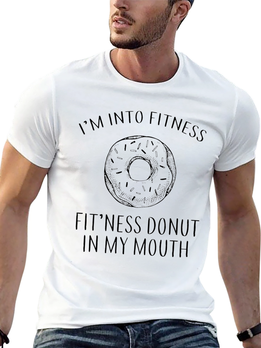 Fitness Donut Graphic Tee - Black Casual T-Shirt