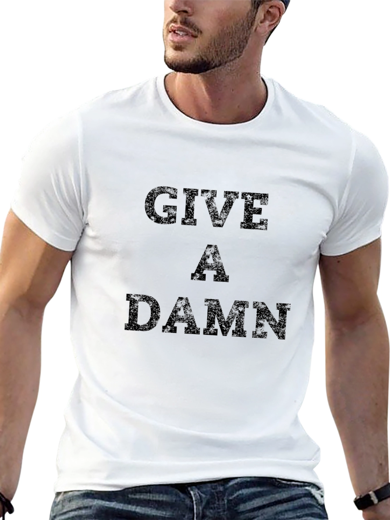 Give a Damn Graphic Tee - Black Cotton T-Shirt
