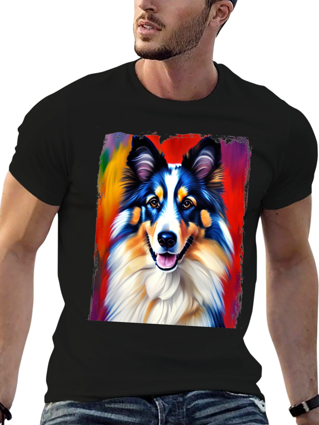 Colorful Dog Graphic T-Shirt