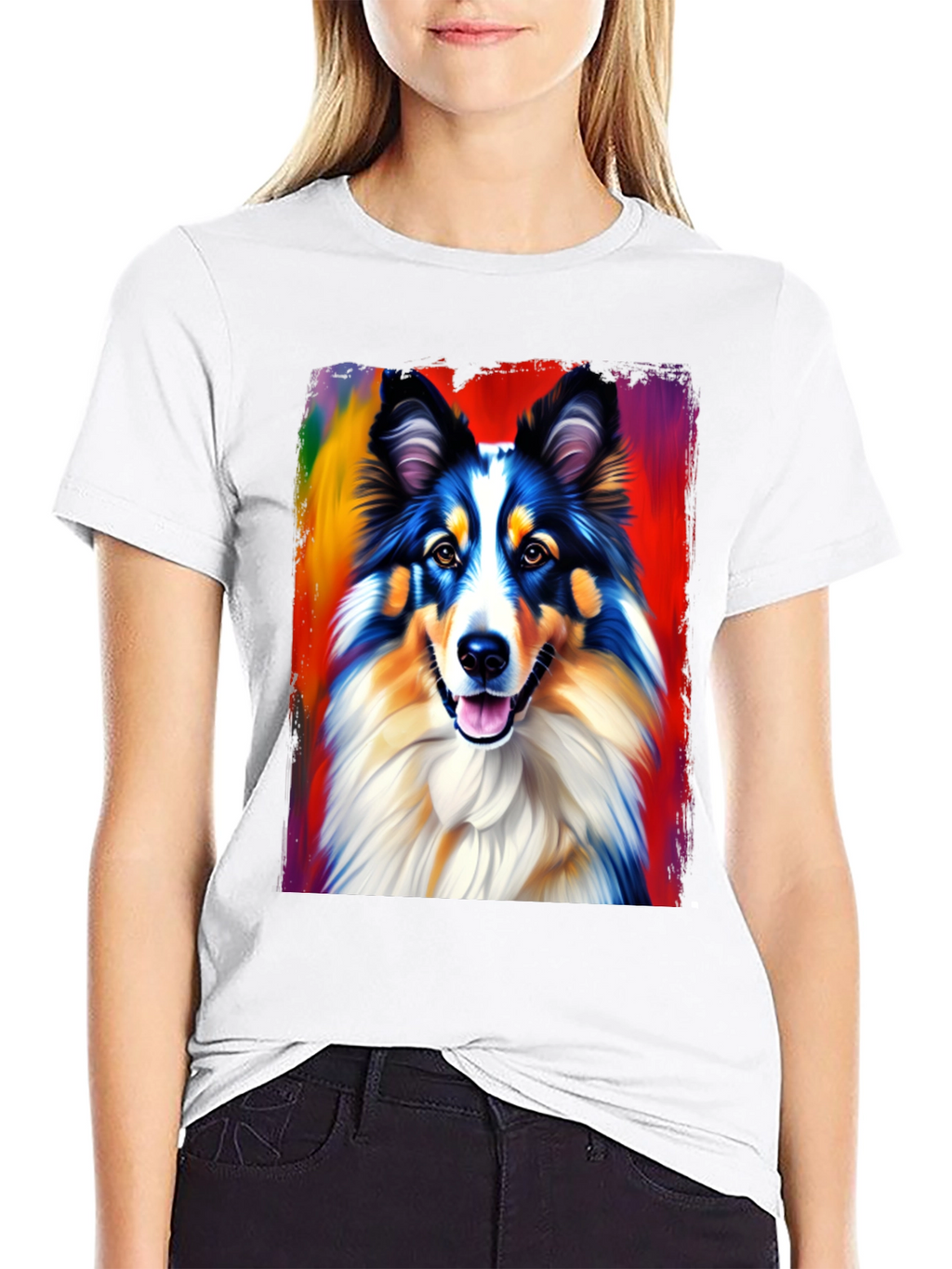 Colorful Dog Graphic T-Shirt