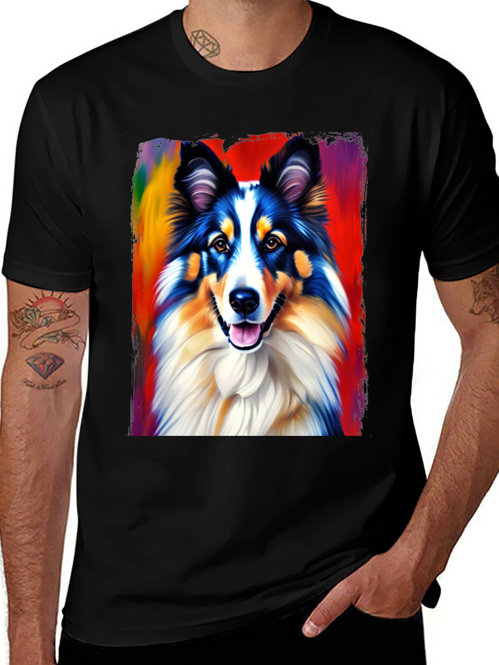 Colorful Dog Graphic T-Shirt