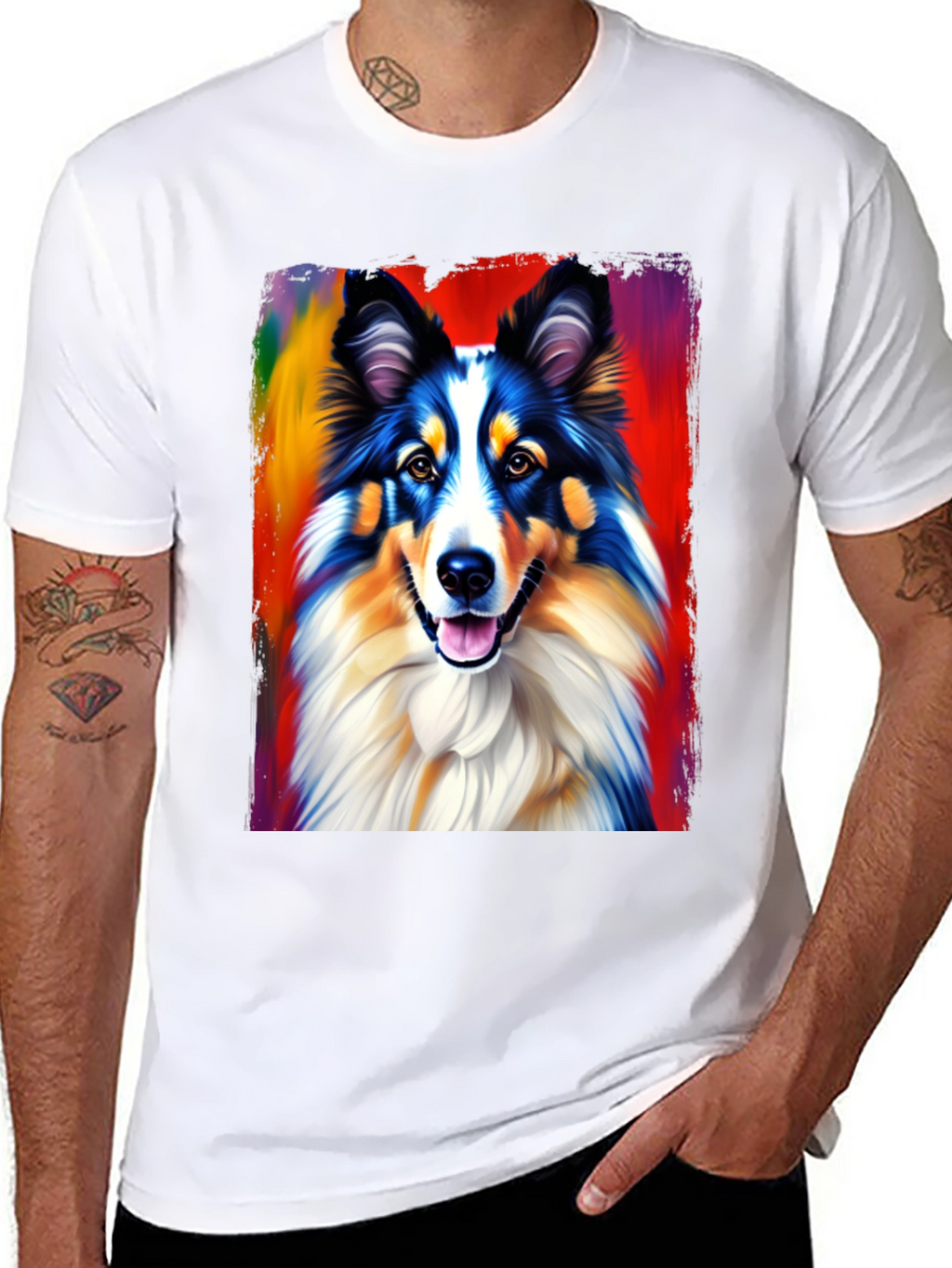 Colorful Dog Graphic T-Shirt