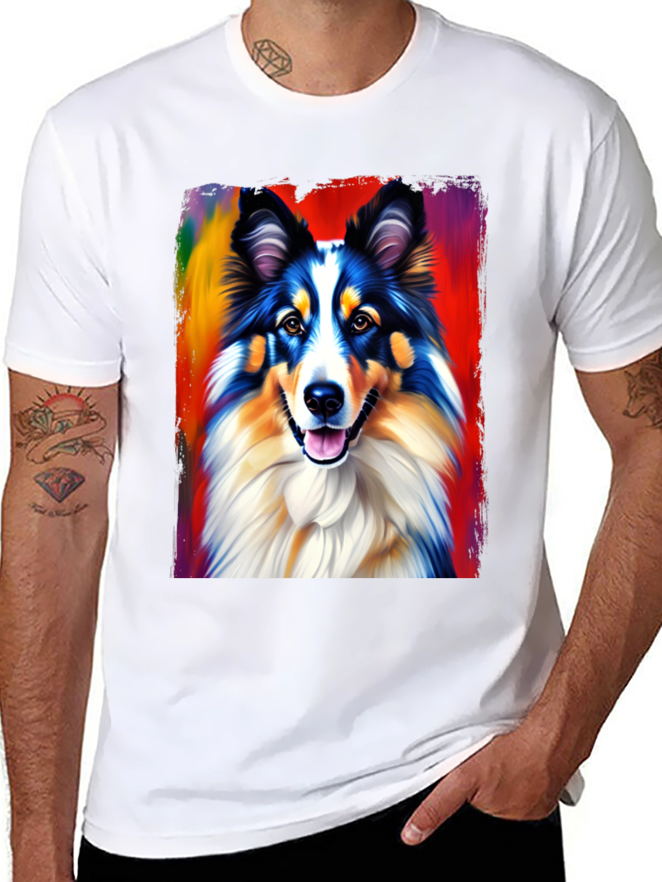 Colorful Dog Graphic T-Shirt