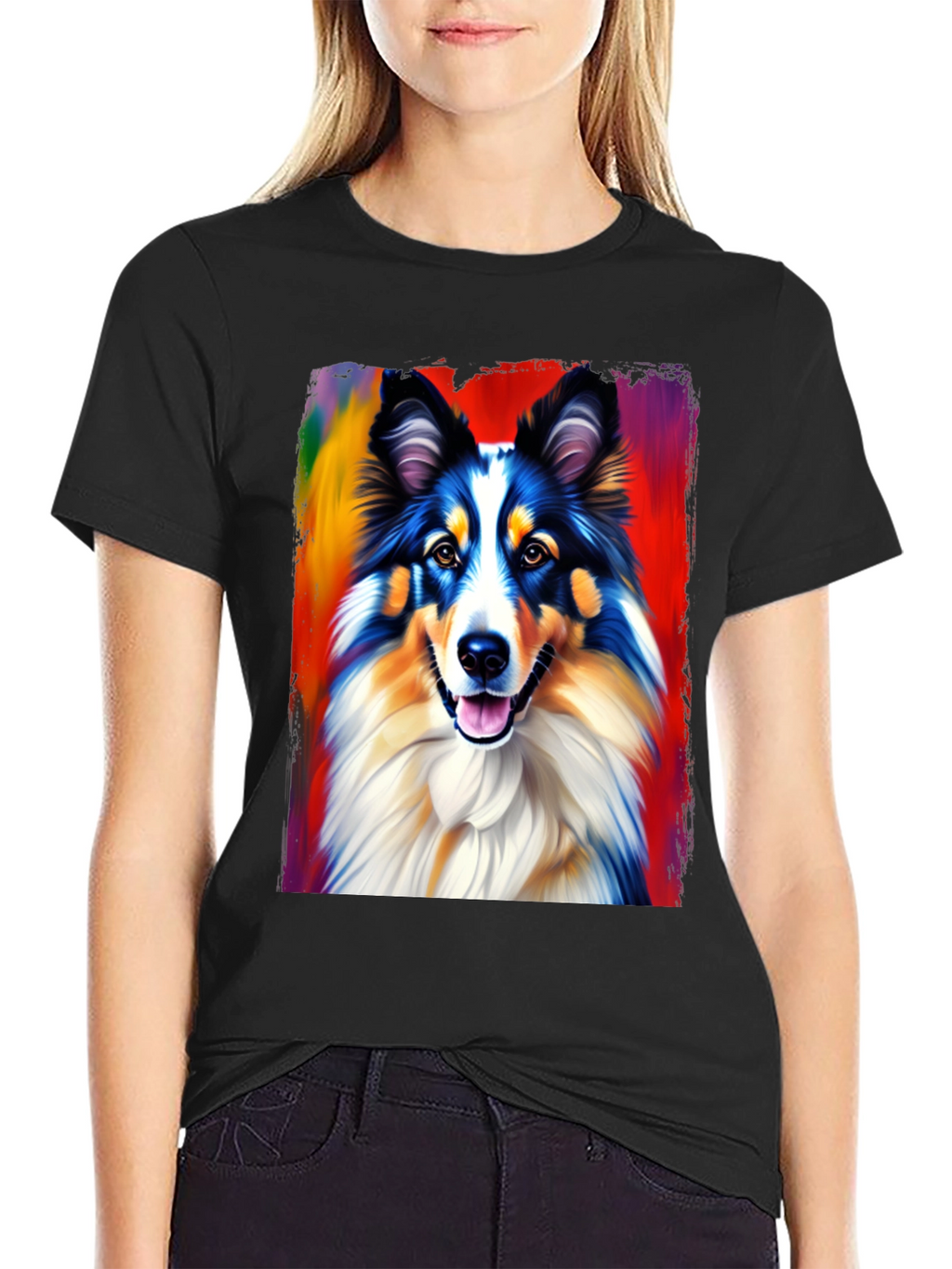 Colorful Dog Graphic T-Shirt