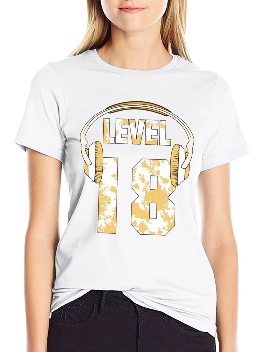 Level 18 Gamer T-Shirt with Headphone Graphic