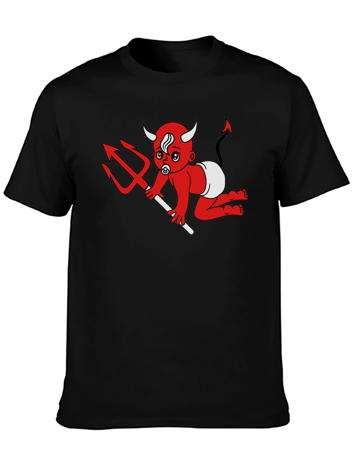 Devil Baby Graphic Tee - Black Cotton T-Shirt