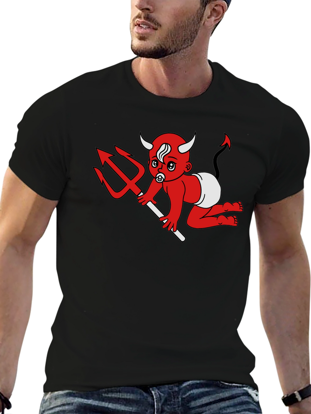 Devil Baby Graphic Tee - Black Cotton T-Shirt