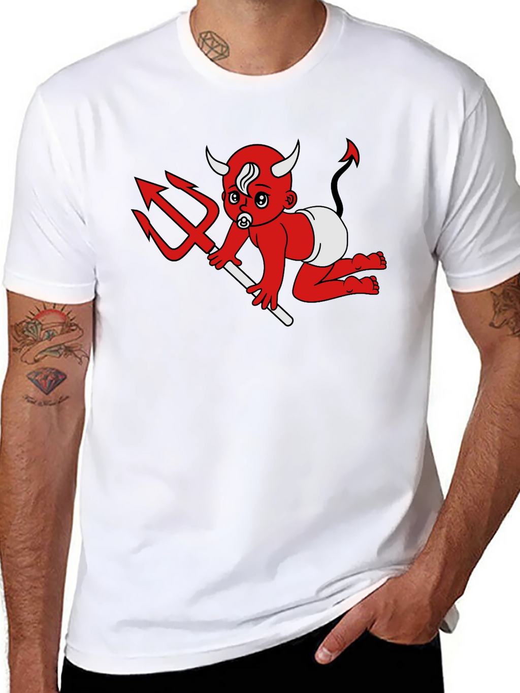 Devil Baby Graphic Tee - Black Cotton T-Shirt