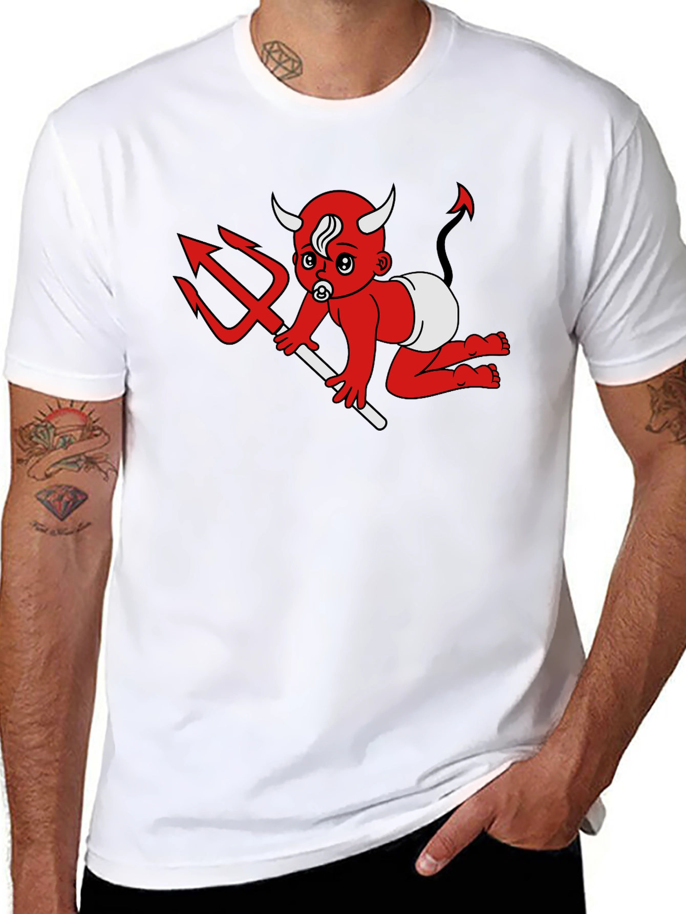 Devil Baby Graphic Tee - Black Cotton T-Shirt