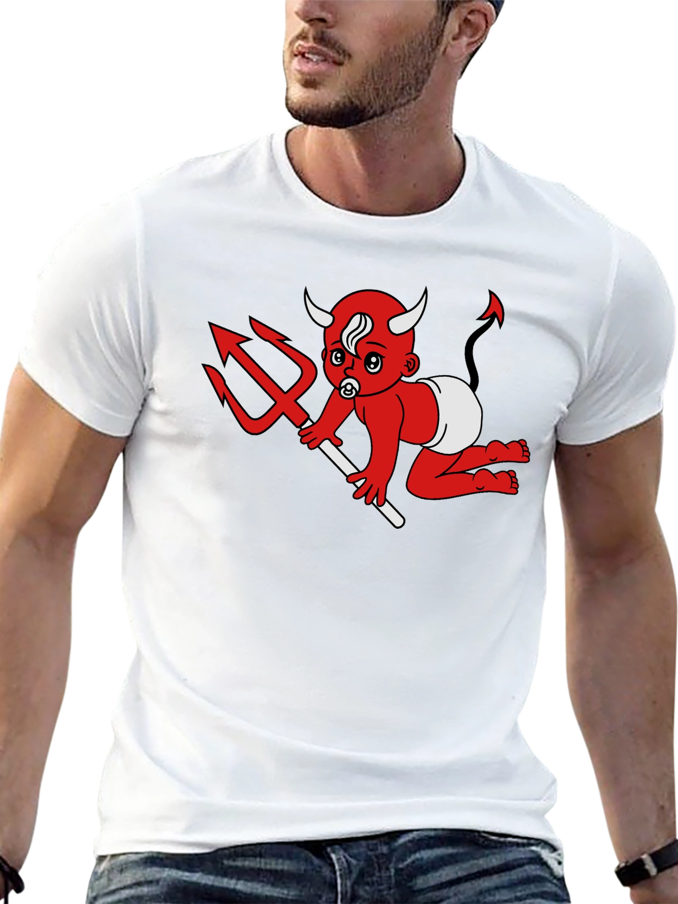 Devil Baby Graphic Tee - Black Cotton T-Shirt