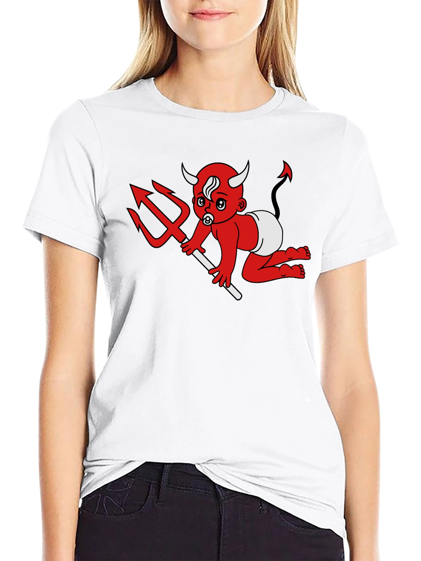 Devil Baby Graphic Tee - Black Cotton T-Shirt