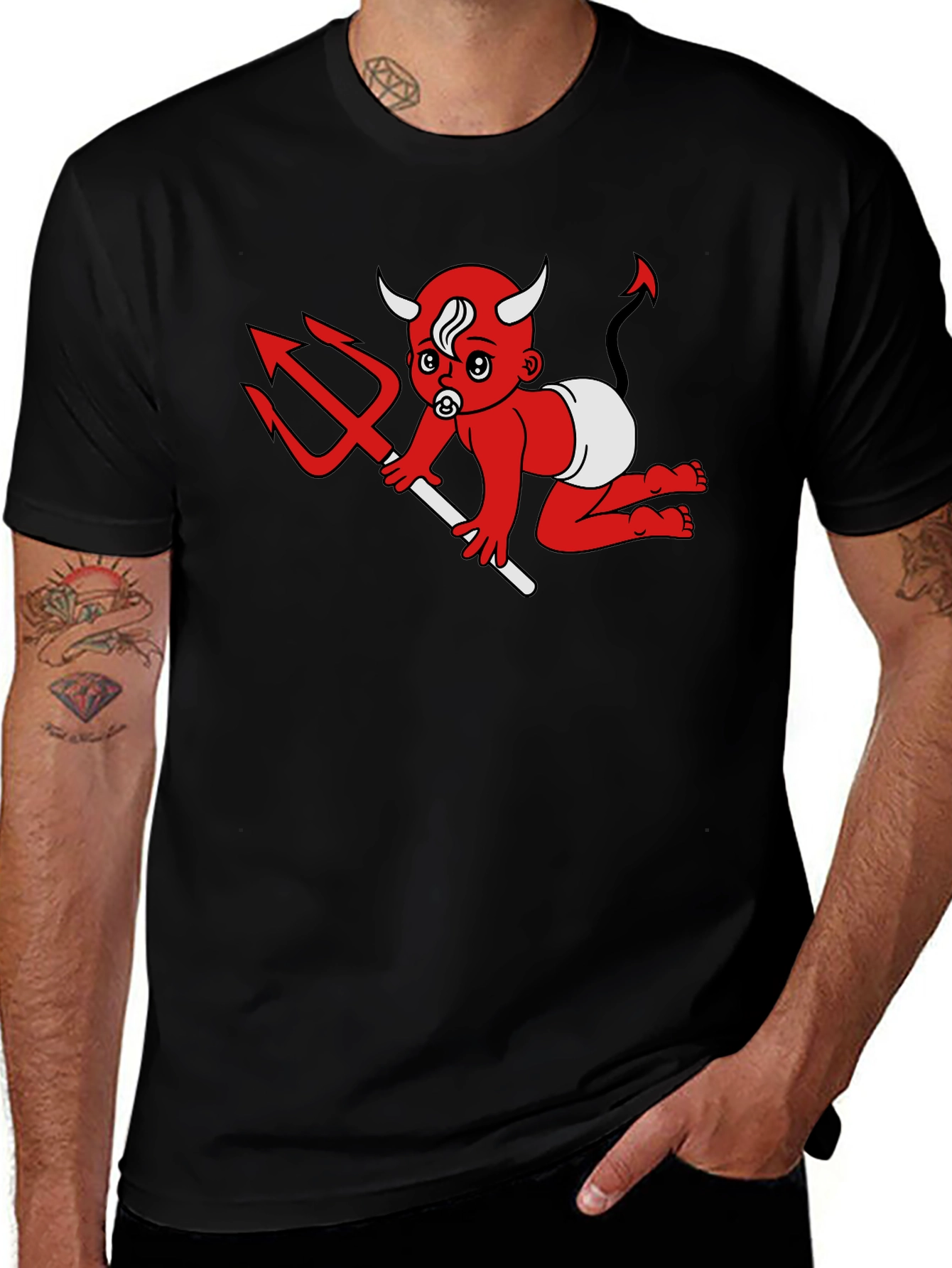Devil Baby Graphic Tee - Black Cotton T-Shirt