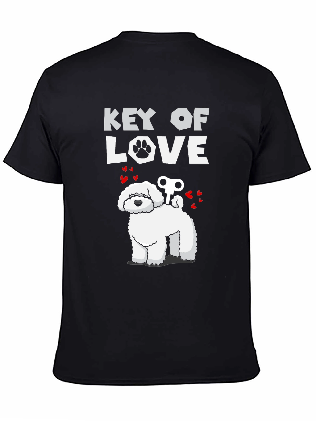 Key of Love Dog Graphic Tee - Novelty Dog Lover Shirt