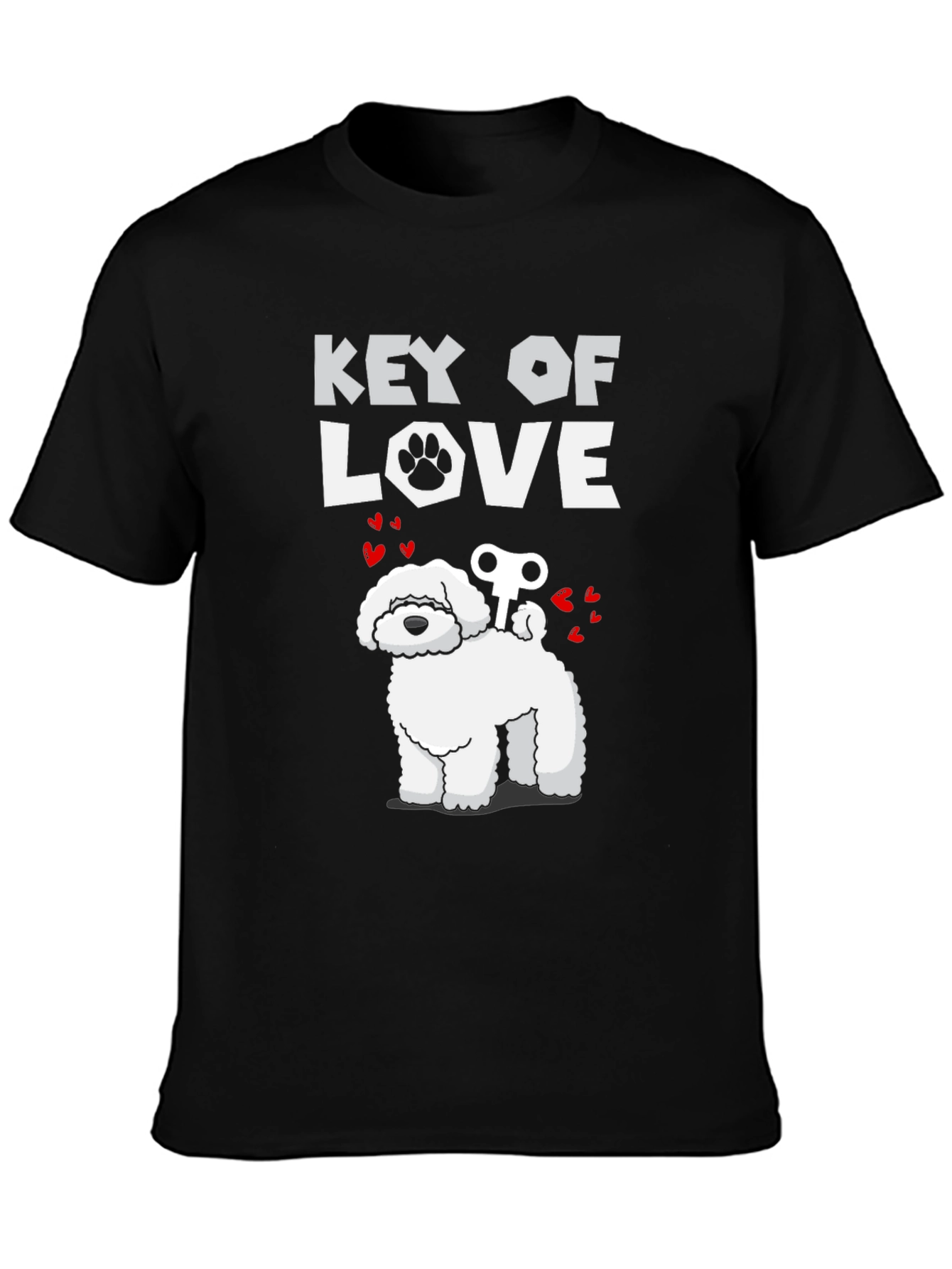 Key of Love Dog Graphic Tee - Novelty Dog Lover Shirt