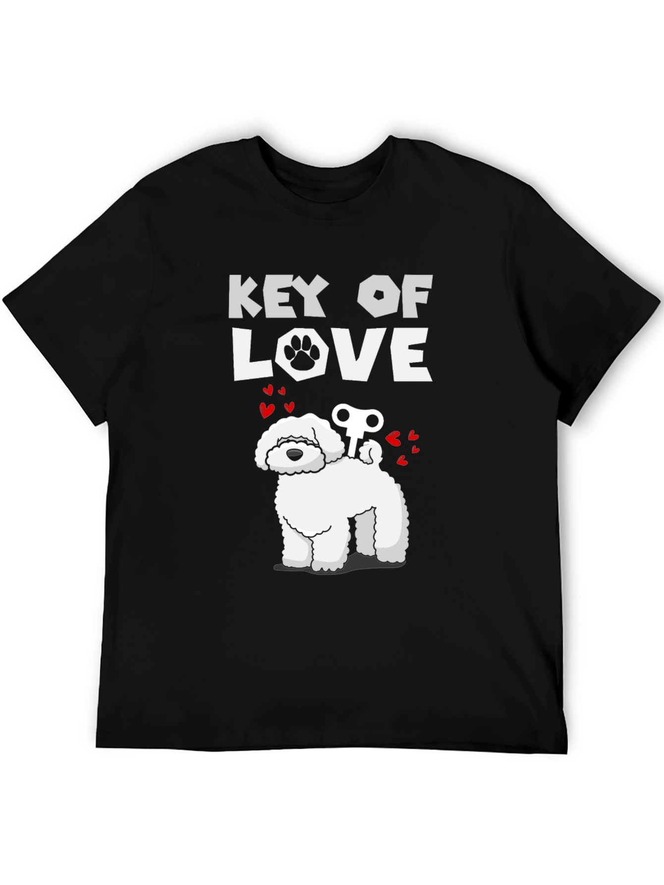 Key of Love Dog Graphic Tee - Novelty Dog Lover Shirt