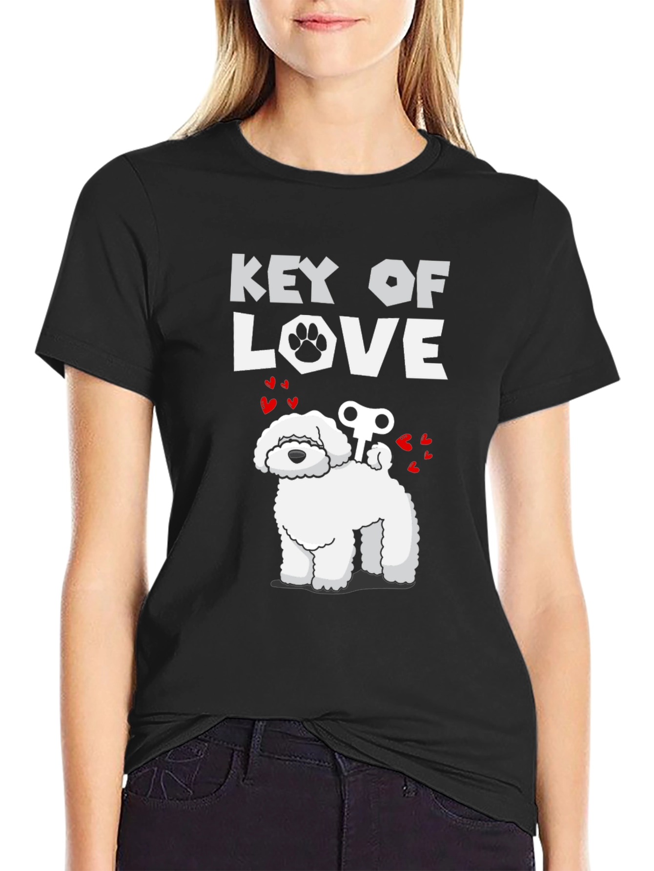 Key of Love Dog Graphic Tee - Novelty Dog Lover Shirt