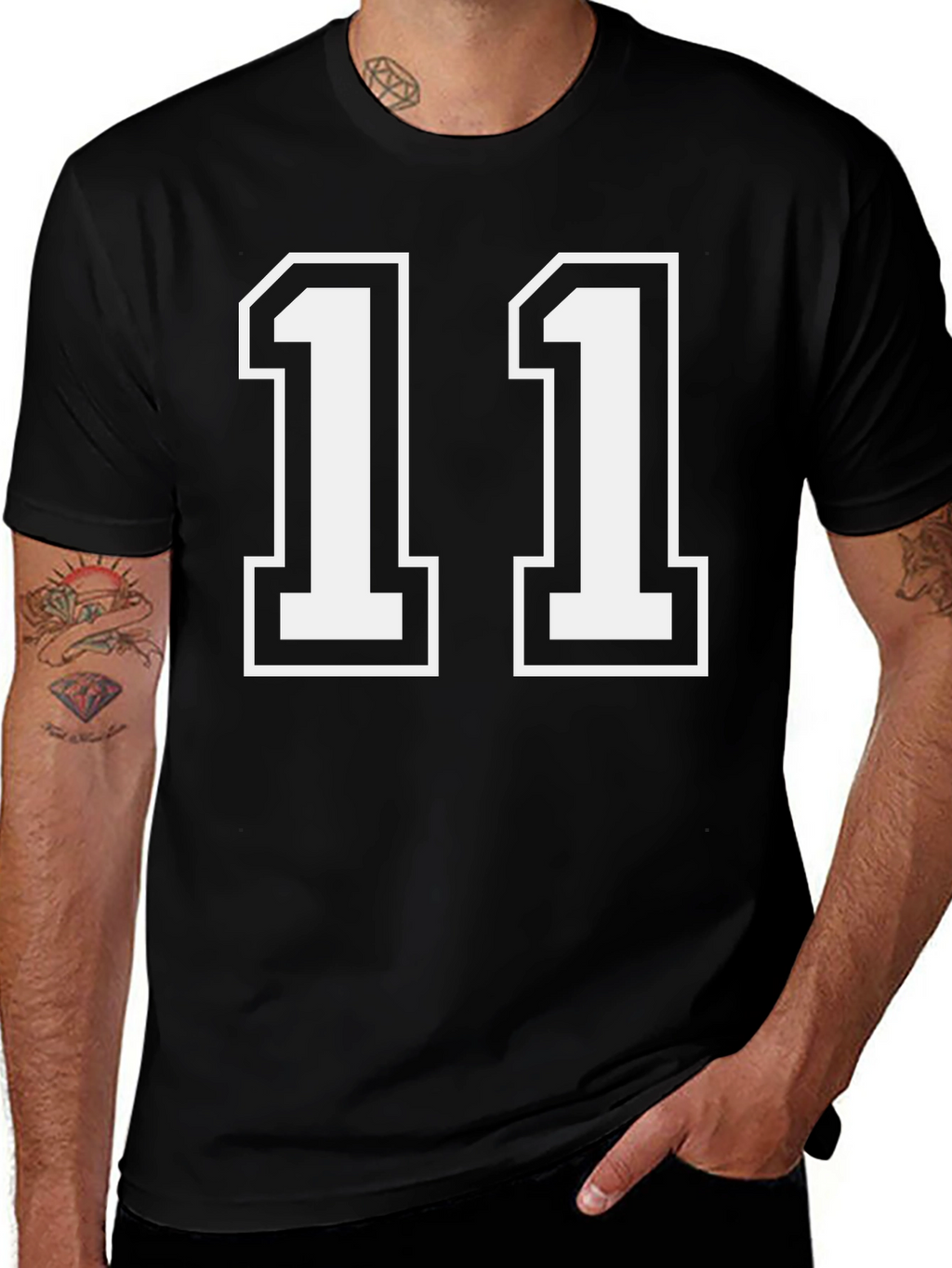 Black T-Shirt with White Number 11
