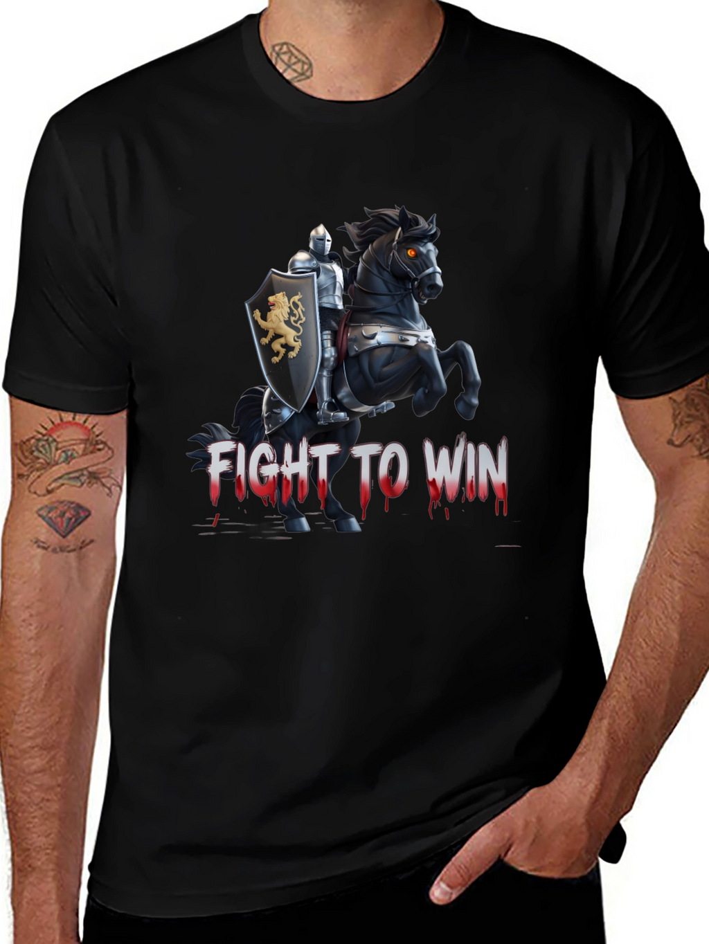 Fight to Win Knight & Horse Graphic T-Shirt