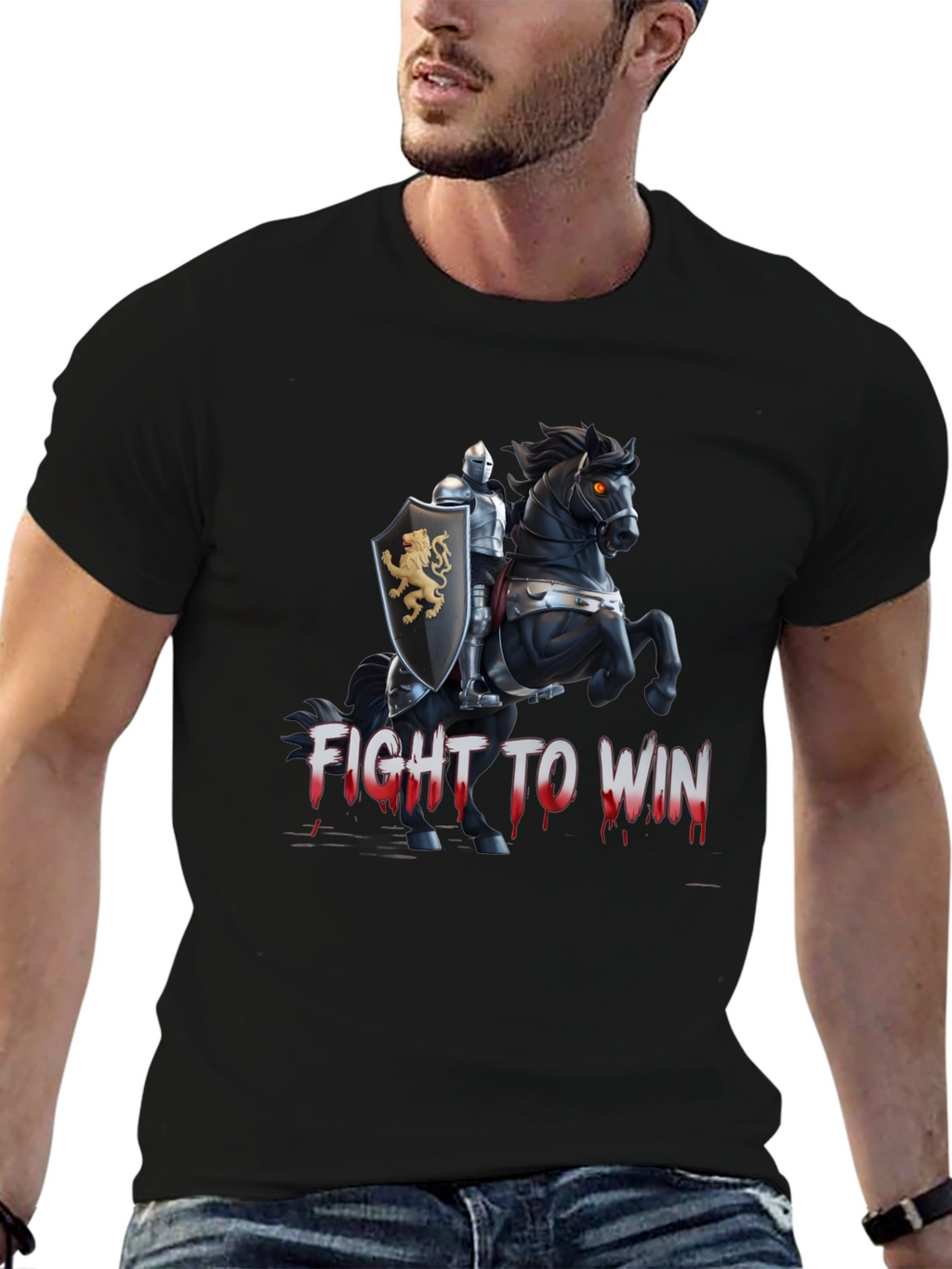 Fight to Win Knight & Horse Graphic T-Shirt
