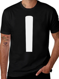Minimalist Black T-Shirt with Bold White Stripe