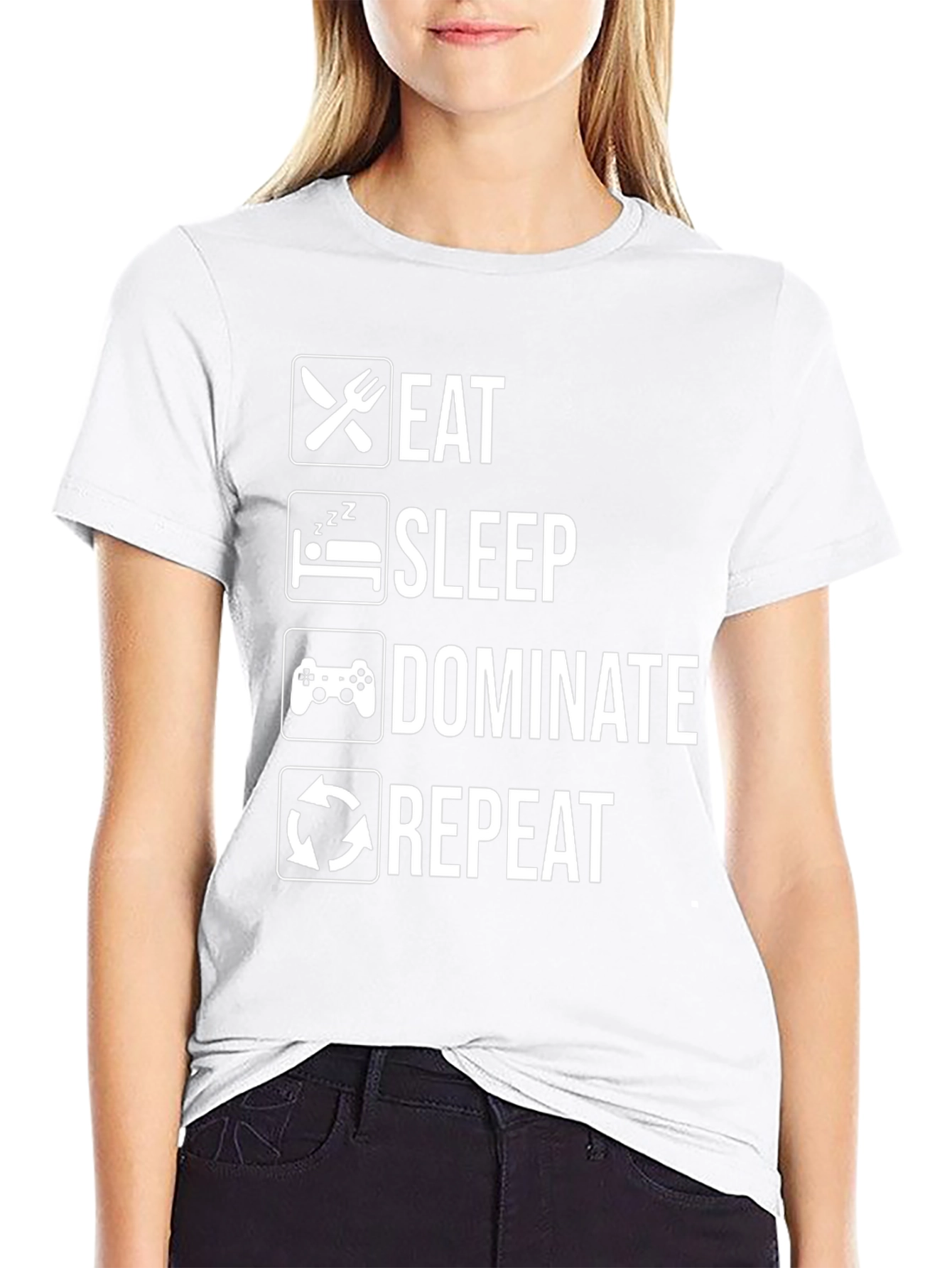 Eat Sleep Dominate Repeat Gamer T-Shirt - Black
