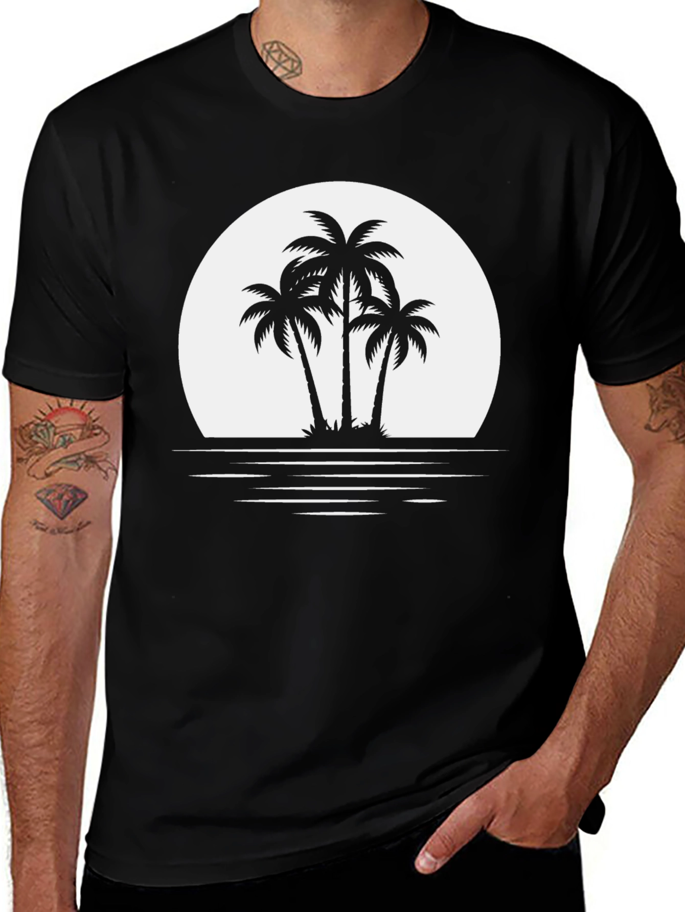Palm Tree Sunset Graphic Tee - Island Vibes T-Shirt
