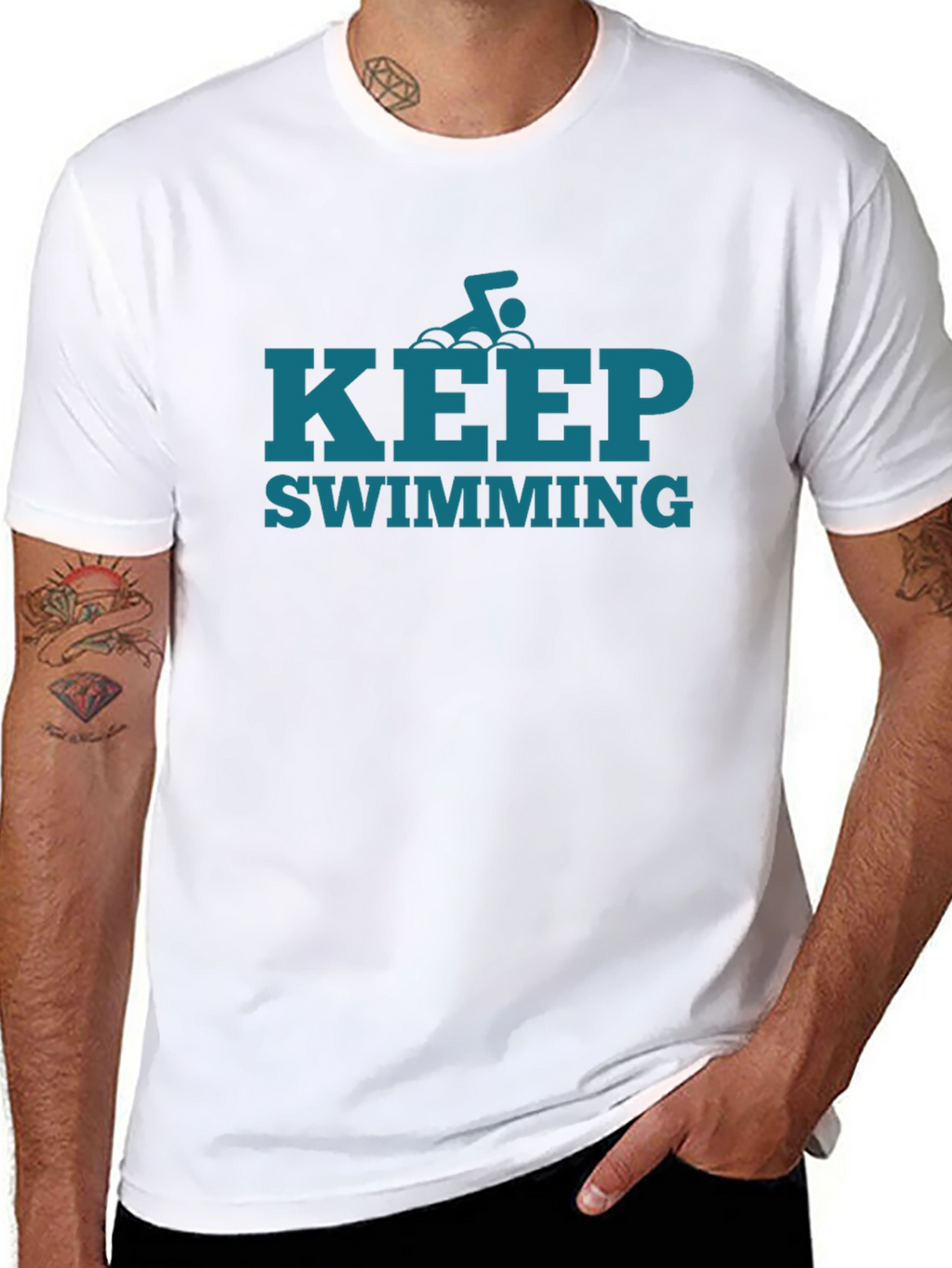 Keep Swimming Graphic Tee - Motivational Style
