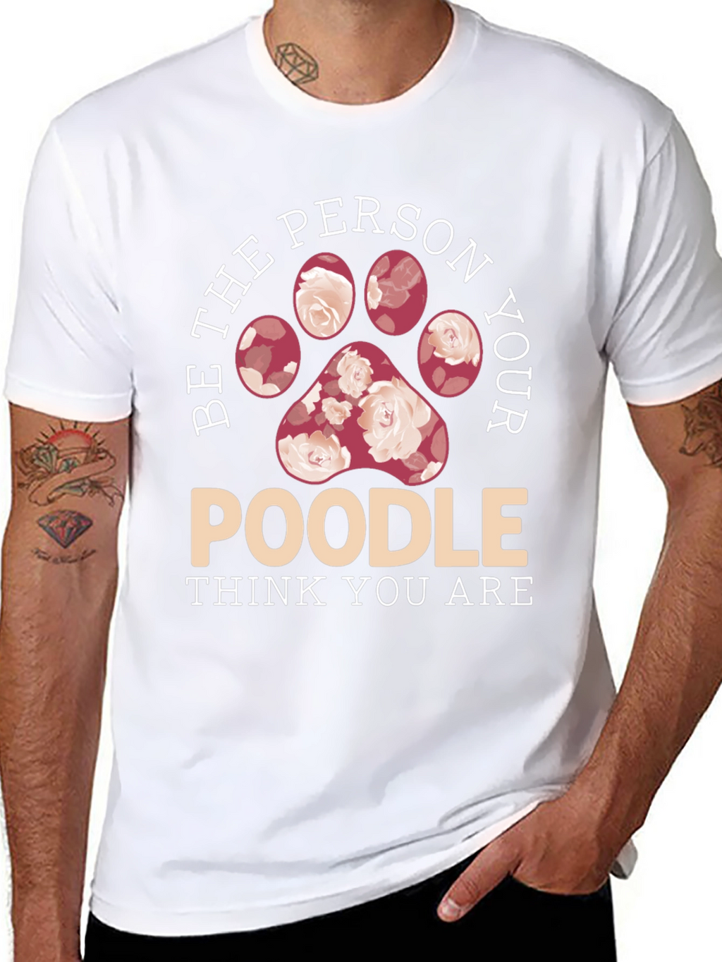 Poodle Lover Floral Paw Print T-Shirt