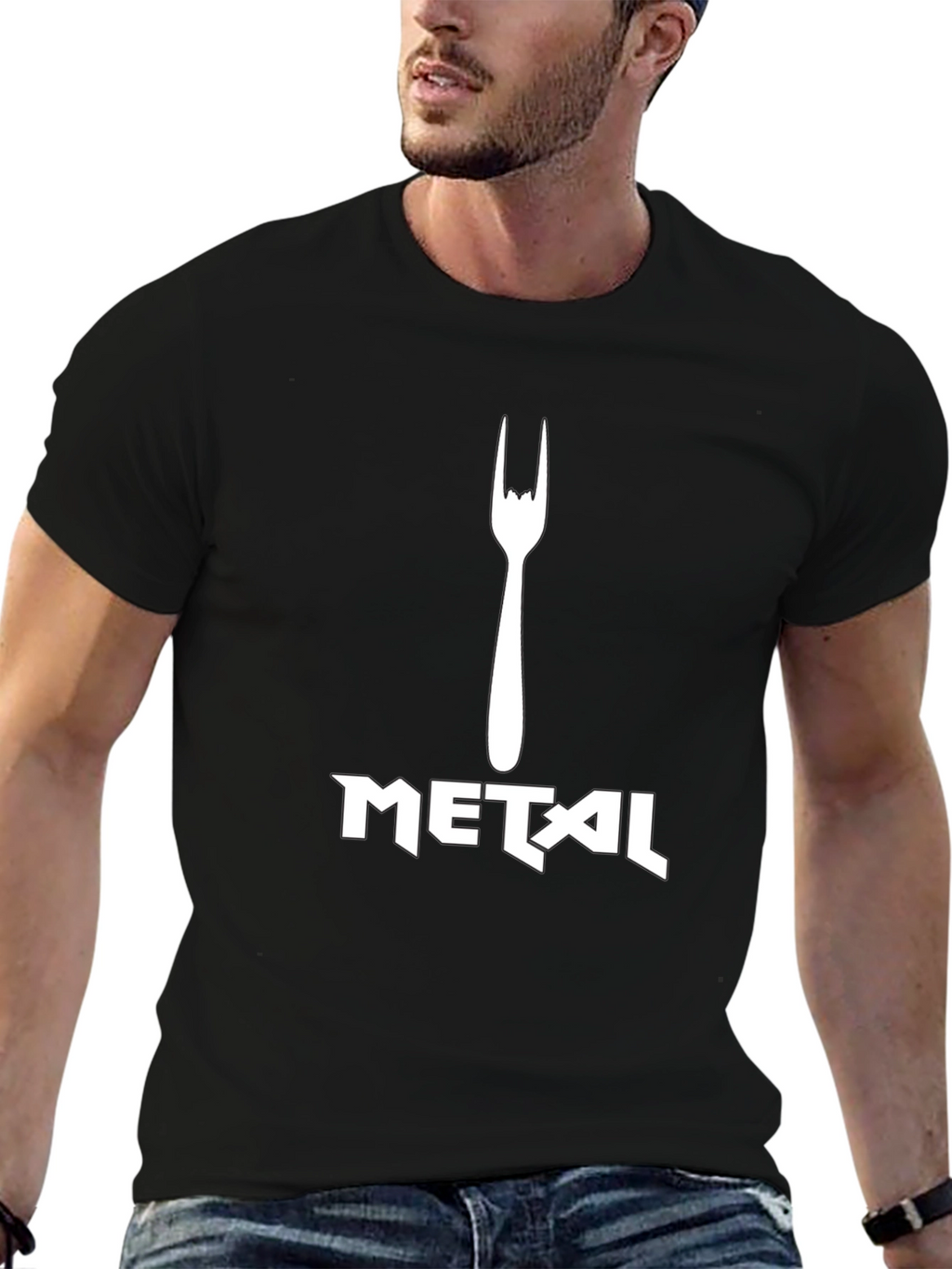 Metal Fork Graphic Black T-Shirt