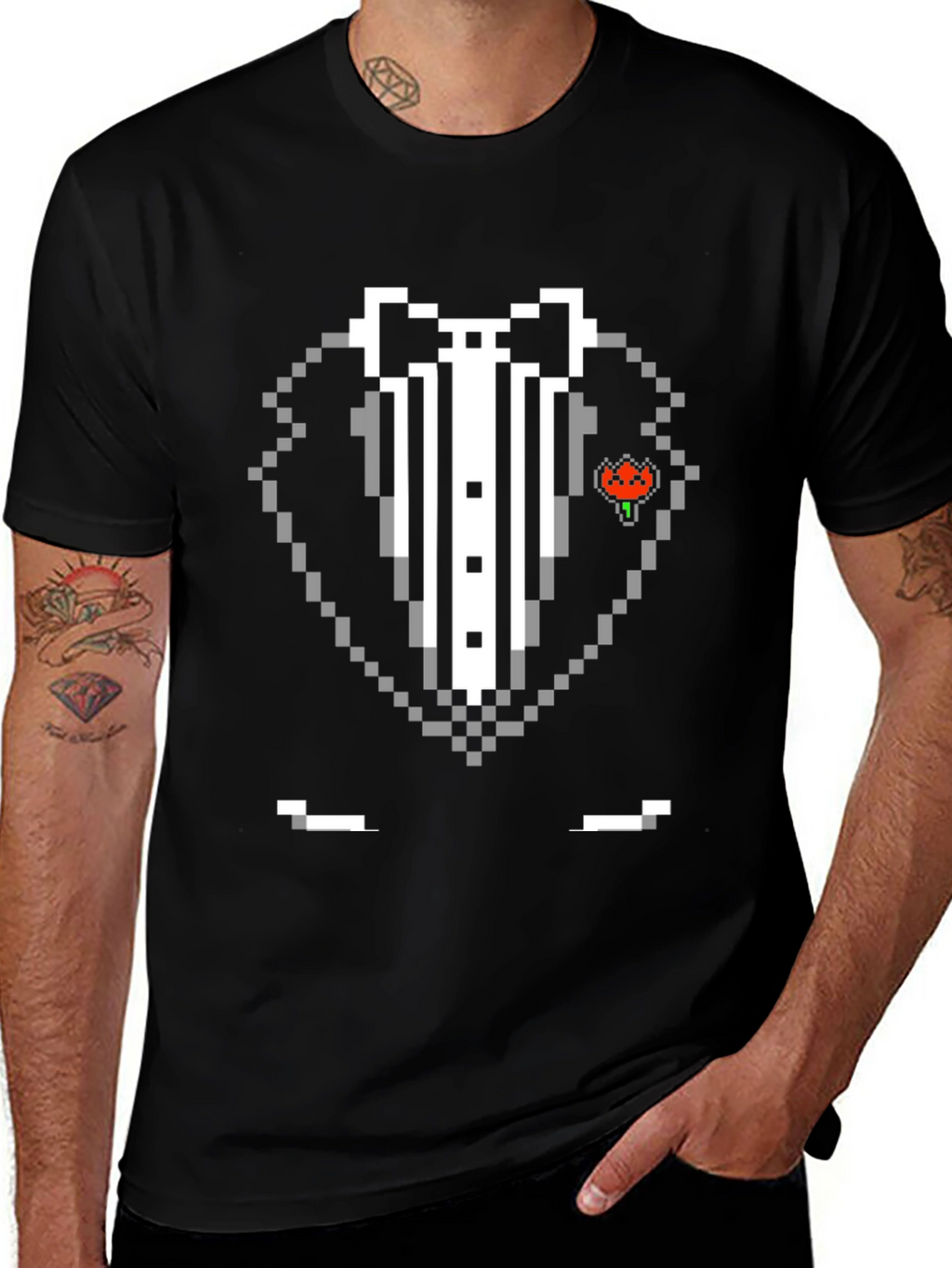 Pixel Tuxedo T-Shirt - Retro Gaming Style