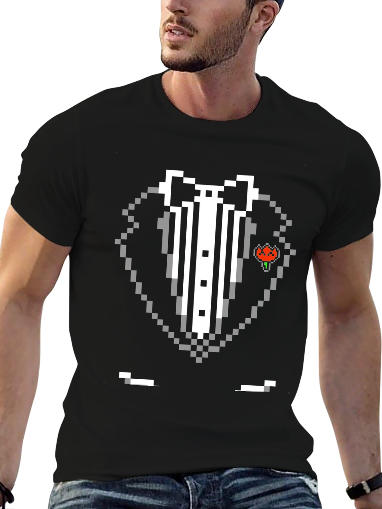 Pixel Tuxedo T-Shirt - Retro Gaming Style