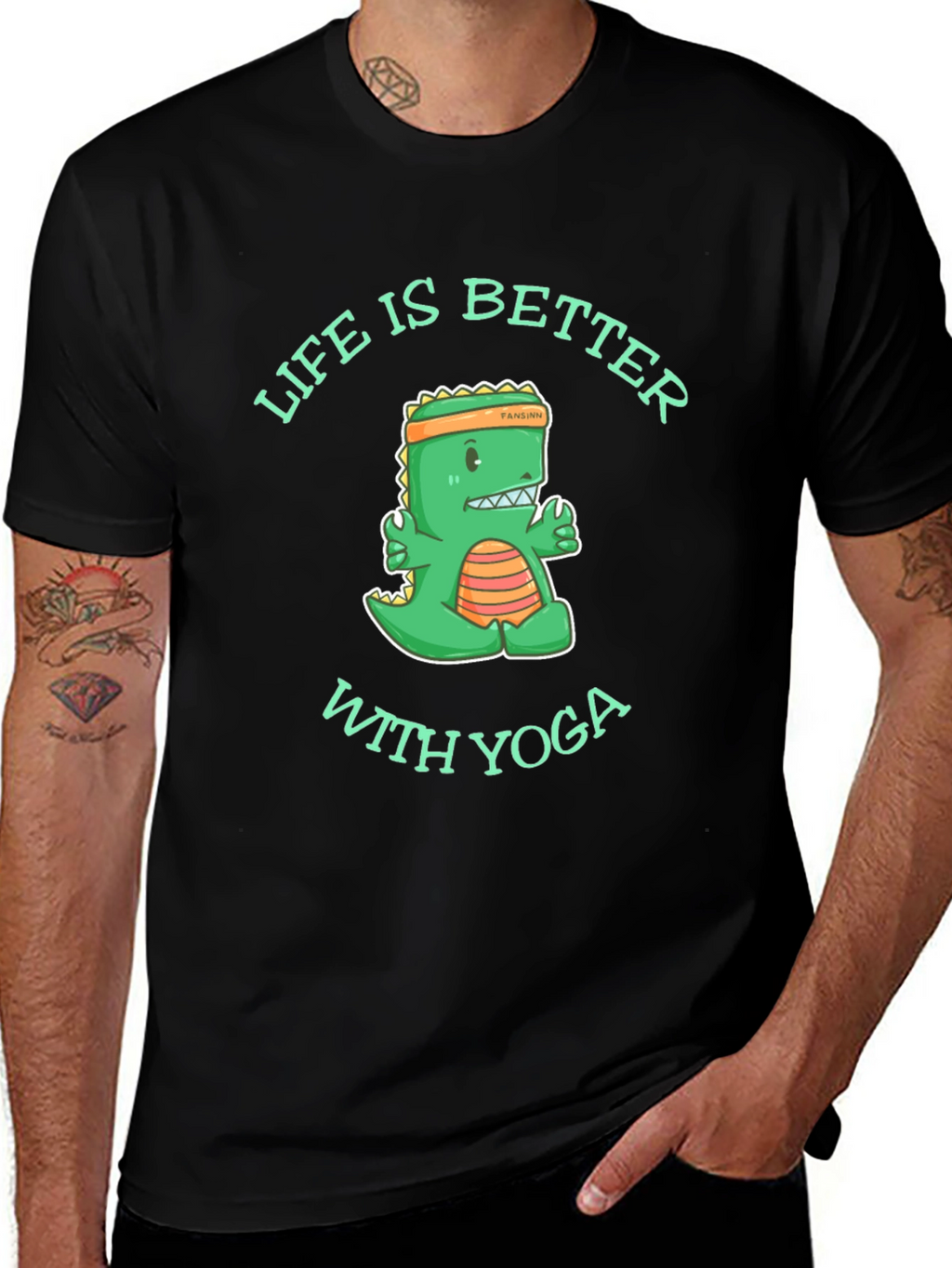 Yoga Dinosaur Graphic T-Shirt