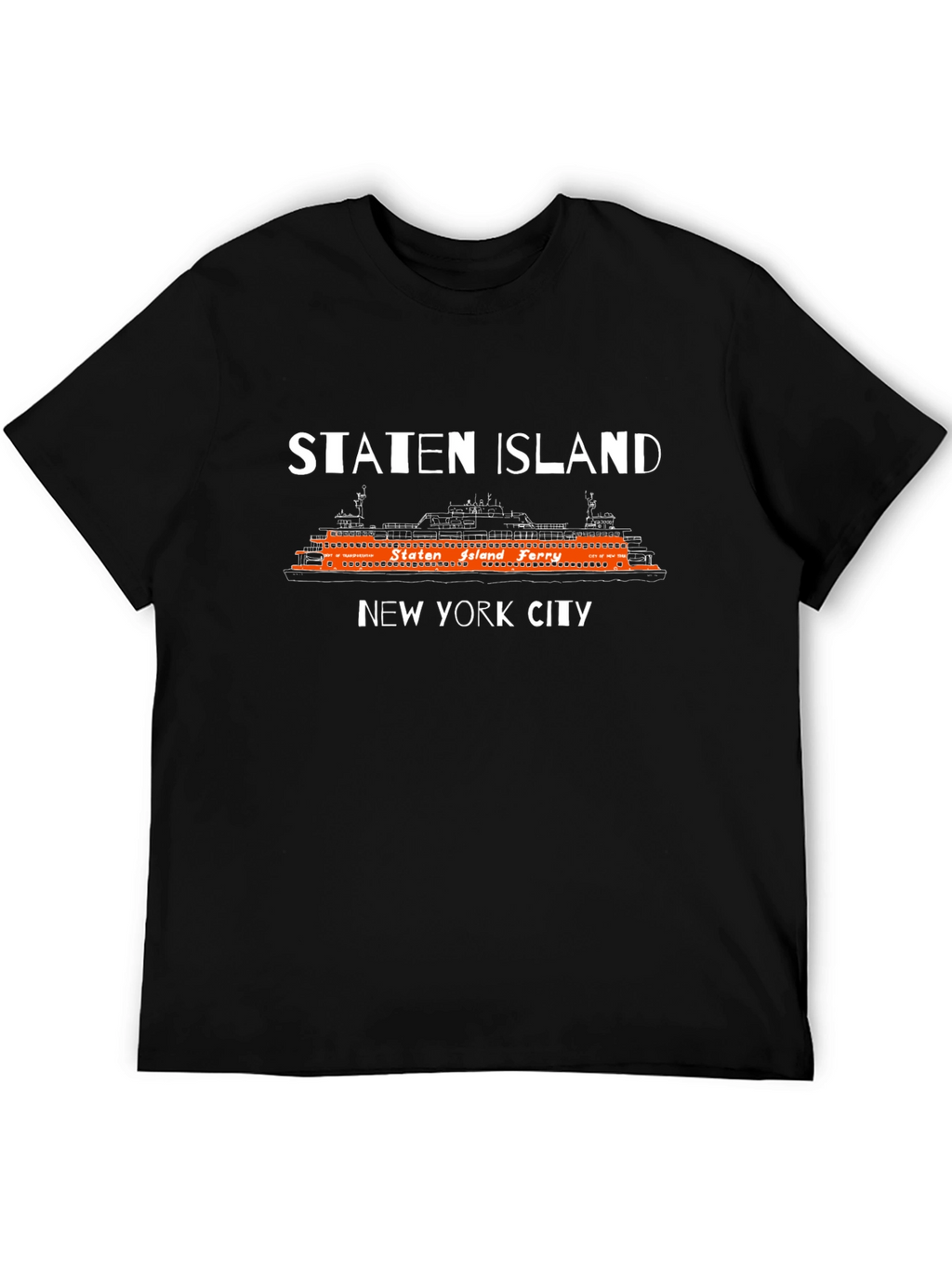 Staten Island Ferry Black Graphic T-Shirt