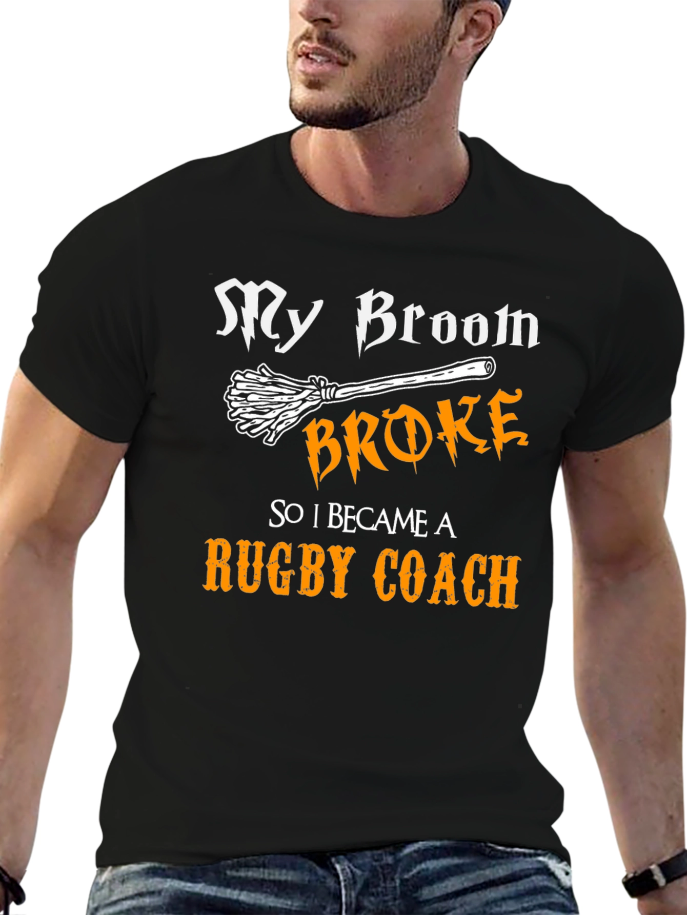 My Broom Broke Rugby Coach Graphic Tee