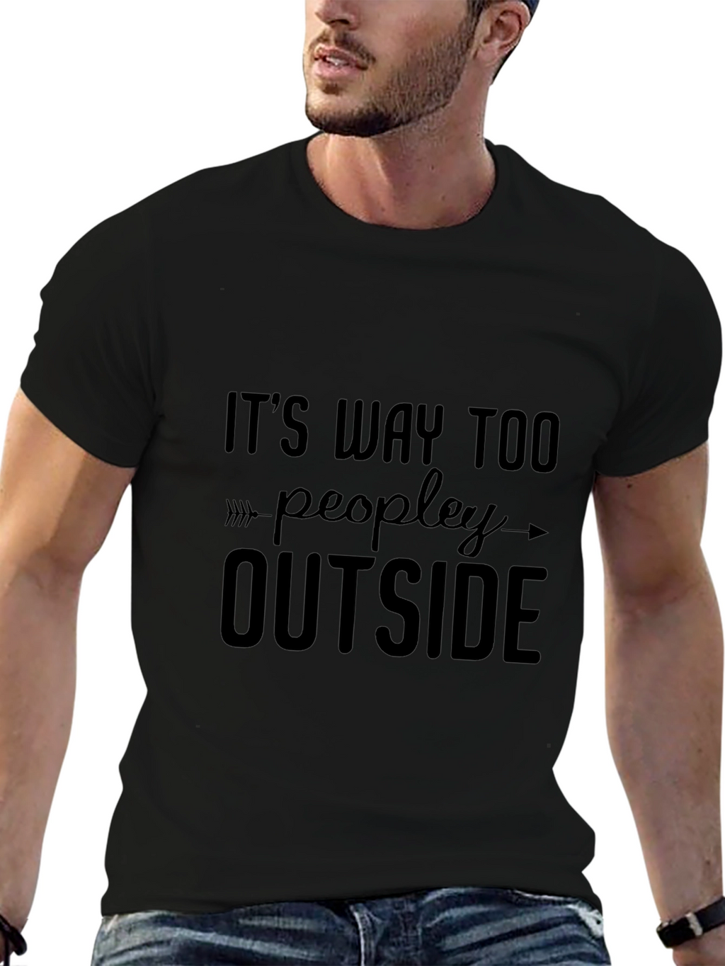 Its Way Too Peopley Outside Black T-Shirt