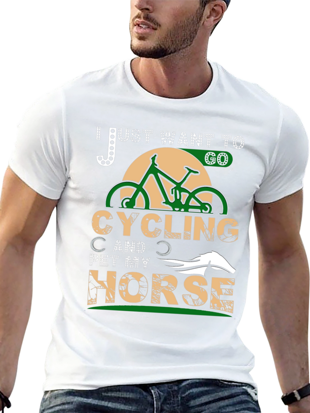 Cycling & Horse Petting T-Shirt - Hobby Tee