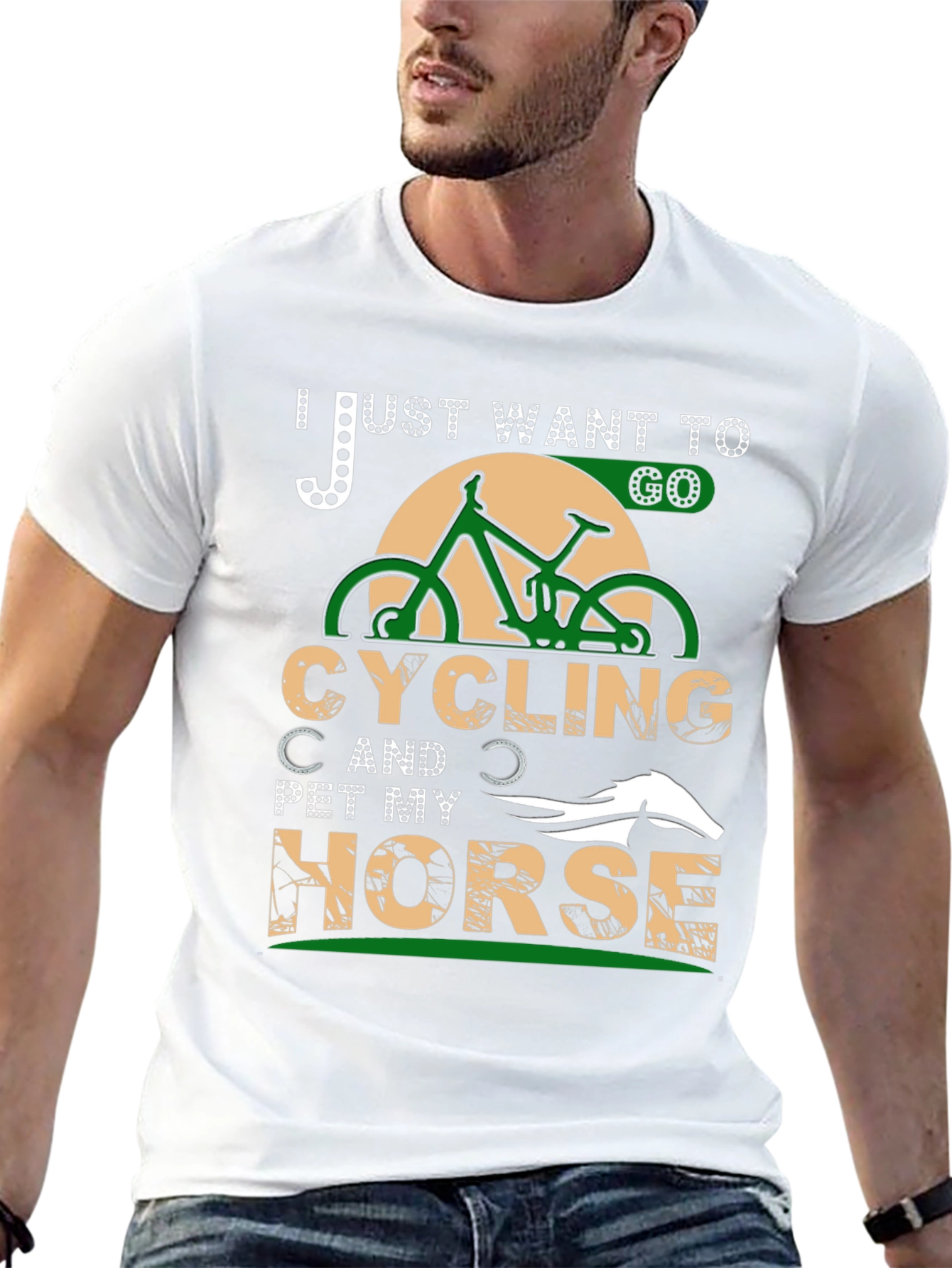 Cycling & Horse Petting T-Shirt - Hobby Tee